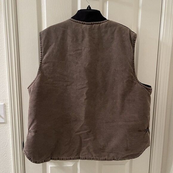 Vintage Carhartt Men's Vest Quilted Lined Brown Canvas Union Made USA Size XXL - Picture 9 of 16